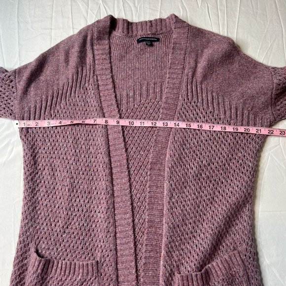 American Eagle Outfitters Purple‎ Cable Knit Front Pocket Cardigan Sz Small - Picture 4 of 6